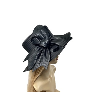 Sombrero de satén negro con lazo para mujer, estilo clásico, para iglesia, Derby de Kentucky, vestido, cloche, sombrero para el sol, fascinador, fiesta de té, boda, novedad de <span class=keywords><strong>2022</strong></span> - Product Image 5