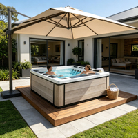 Spa carré extérieur spacieux pour 6 à 8 adultes, hydrothérapie, massage, spa en acrylique pour les grandes familles, réunions dans la cour