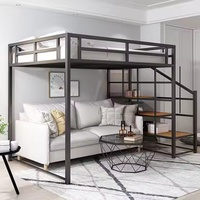 Lit superposé moderne en acier pour chambre à coucher, lit simple pour adulte, lit king-size avec escalier