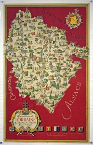 Willy Et E.h. Cordier <span class=keywords><strong>1945</strong></span> - Póster inclinado con mapa de Lorena - Product Image 1