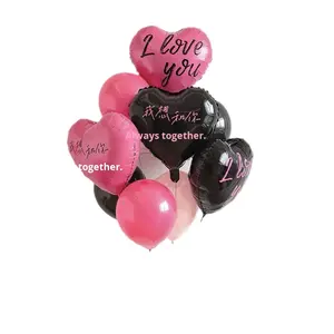 Ballon de confession d'amour extraterrestre pour la Saint-Valentin chinoise, I LOVE YOU, 18 pouces, <span class=keywords><strong>film</strong></span> d'aluminium, rose poudré, noir, proposition - Product Image 5