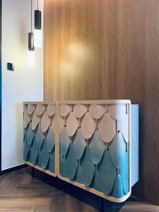 Italian Light Luxury Solid Wood Porch Cabinet Villa Creative Design Sense Decoration Advanced Gradient <strong>Blue</strong> Feather <strong>Sideboard</strong> - Product Image 6