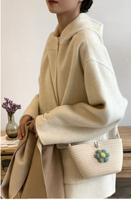 Borsa da Spiaggia Estiva per Donna di Grande Capacità, in Corda di Cotone Intrecciata con Motivo Floreale, Fodera in <span class=keywords><strong>Lino</strong></span>, Portatile con Manico in Bambù - Product Image 3