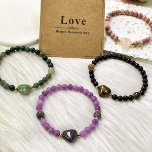 Natural Stone <b>Bracelet</b> Colorful Glass Beaded <b>Love</b> and Harmony Ready for Retail Packaging Personalized Engraving - Product Image 4