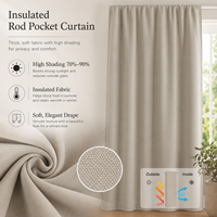 Gorden Blackout Kamar Tidur Ruang Tamu Panjang 72 Inci Set 2 Panel Insulasi Termal Peneduh Tinggi Privasi Rod
