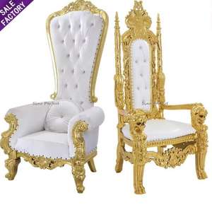 Chaise royale de mariage d'hôtel de luxe bon marché à vendre, chaises royales dorées pour événements - Product Image 3