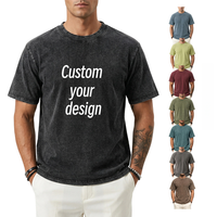 T-shirt personnalisé 100 % coton épais délavé style vintage, T-shirt homme avec logo personnalisé, personnalisation à faible MOQ, T-shirt vierge délavé