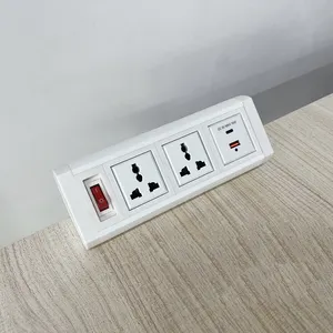 Soquete de mesa eficiente e elegante com 2 tomadas de energia e 2 portas de carregamento USB