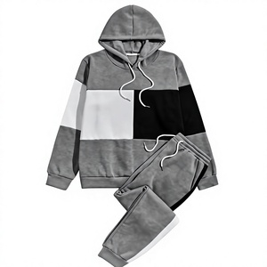 Custom Logo Men's Anti-Pilling <b>Polyester</b>/Cotton Hooded Pullover Tracksuit Set Adjustable Waist Lightweight Full-Length <b>Joggers</b> - Product Image 3
