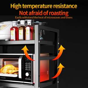 Customize Single-Tier Kitchen Storage Rack Fixed Carbon Steel Microwave Oven Rack Simple Countertop <b>Shelf</b> Stand - Product Image 4