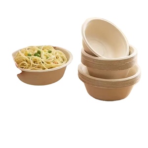 Green Environmentally Friendly Disposable Biodegradable Sugarcane Bagasse Bowls and Food <b>Containers</b> for Serving <b>Soup</b> or Rice - Product Image 1