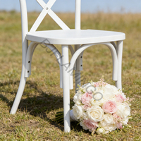 Chaise de banquet empilable en bois rustique blanc moderne pour événement de mariage Bjflamingo Chaise à dossier croisé X