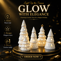 Weißer Keramik-LED-Weihnachtsbaum Tischdekoration Porzellan-Weihnachtsbaum-Ornament für Schreibtisch Regal Kaminsims Geschenk