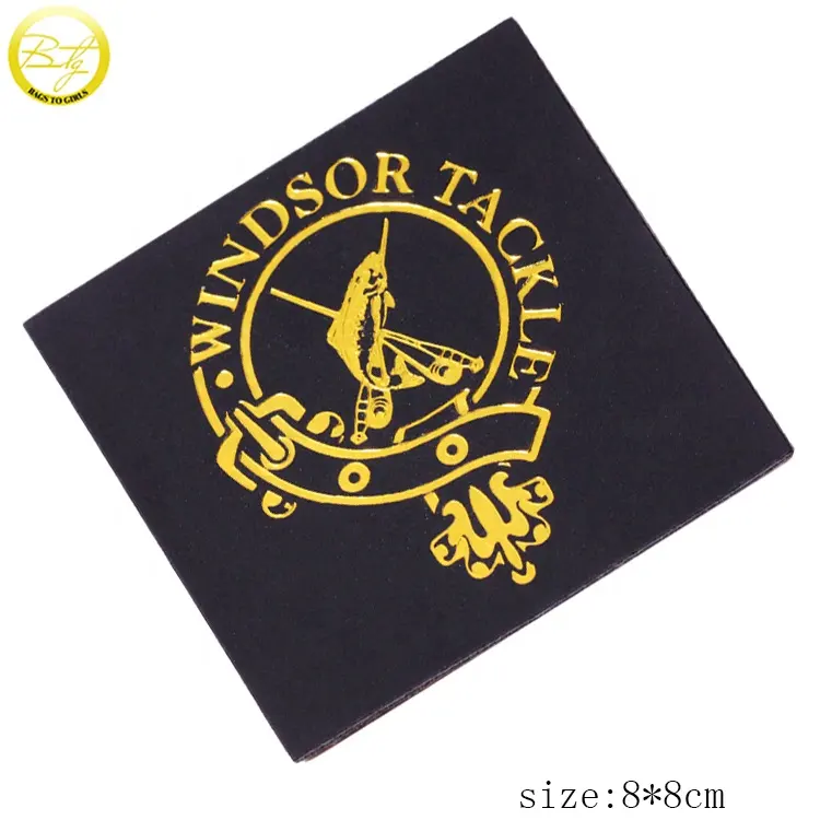 Fashion Hot Stamping Leather Patch Gold Logos Jeans Clothing Sewing Leather Name Tags For Men Coat