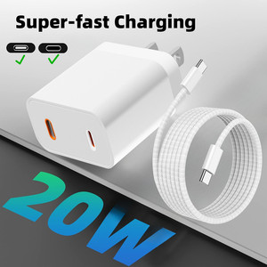 Caricabatterie da Viaggio a Muro con Doppia Porta Type-C 20 Watt, Adattatore di Ricarica Rapida per Smartphone con Spina UK Completa - Product Image 2