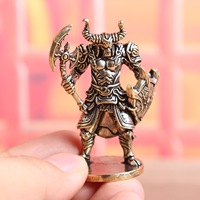 1 pièce Ornement de bureau en laiton, figurine de taureau guerrier avec armure et motif diamant, style rétro, objet décoratif