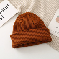 2025 hiver plaine solide Sports de plein air chapeaux pliant manchette sans bord rose bleu jaune gris acrylique tricoté bonnet chapeau pour hommes femmes