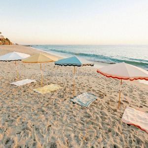 <span class=keywords><strong>Parasol</strong></span> d'extérieur en <span class=keywords><strong>toile</strong></span> de qualité supérieure blanc antique Poteau en bois portable UPF50 Parapluie de plage moderne pour cour pour les vacances d'été - Product Image 6