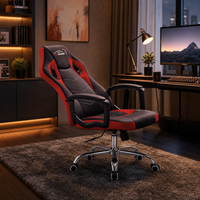 Chaise de jeu ergonomique à dossier haut, en cuir PU, pivotante, pour ordinateur, avec base chromée inclinable, chaise d'e-sport