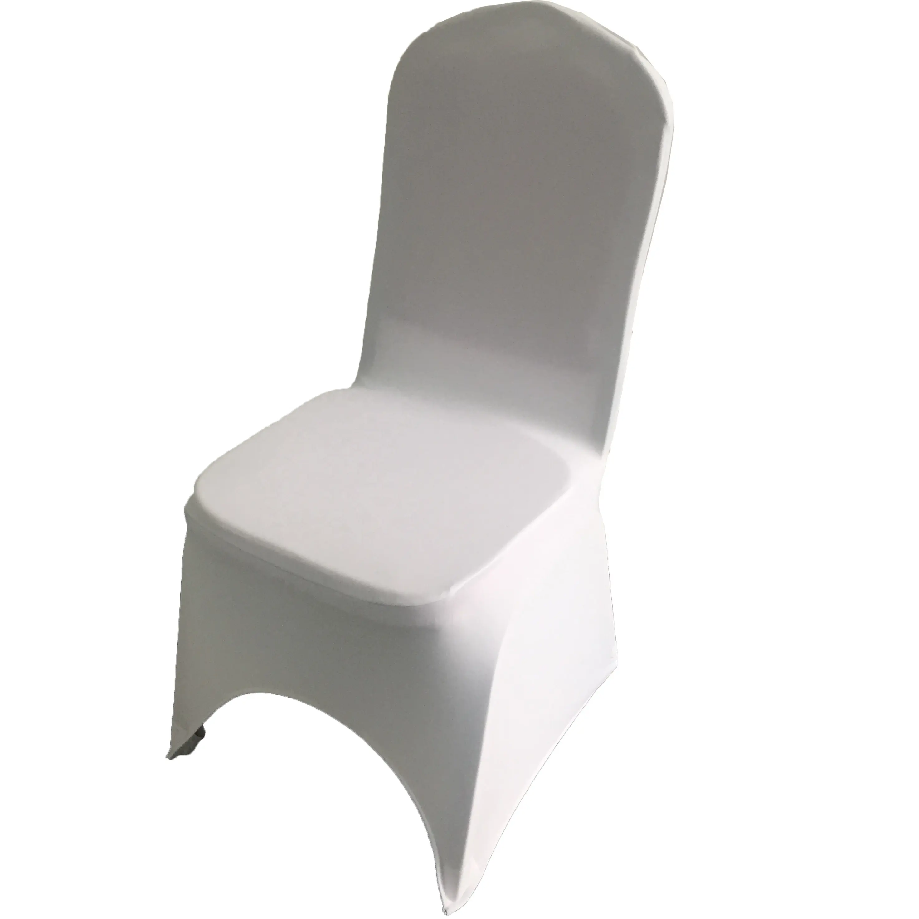 غطاء للكرسي أبيض أمامي قوس من البوليستر Spandex غطاء قابل للتمدد للكراسي مناسب لحفلات الزفاف الفنادق والمطاعم