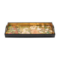 Plateau en laque japonaise fabriqué à la main plateau de bar de réglage de Table dorée avec un design élégant de fleurs pour les restaurants hôtels cafés