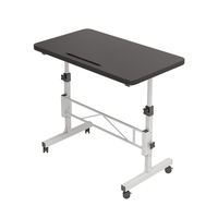 Table d'appoint mobile ergonomique et durable à hauteur réglable, bureau roulant pour le travail debout au chevet et la connexion à un tapis de course/vélo
