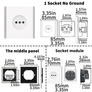สวิตช์และเต้ารับติดผนัง WESA แบบบางพิเศษ ปุ่มกด <span class=keywords><strong>EU</strong></span> 1/2/3 ช่อง 1 ทาง เต้ารับไฟฟ้า ออกแบบหรูหราทันสมัย สามารถจัดวางได้อย่างอิสระ - Product Image 6