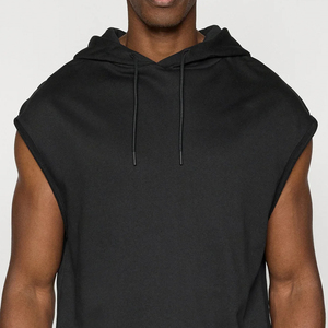High Quality Eco-Friendly Breathable Cotton Fleece Anti-Wrinkle Quick Dry Men Gym Hoodie <b>Workout</b> Sleeveless <b>Hoodies</b> - Product Image 6