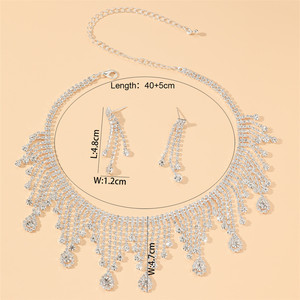 Multi-style Fashion Rhinestone Choker Necklace Earring Set Wedding Dress Crystal Necklace Jewelry Set for Women - Product Image 3