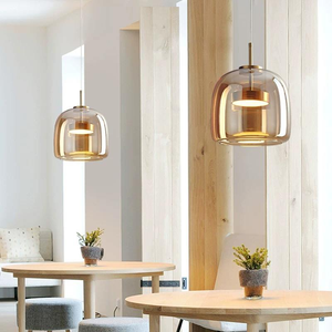 Lustre suspendu LED moderne <span class=keywords><strong>et</strong></span> minimaliste en verre ambré pour la maison, l'hôtel, la chambre à coucher, la <span class=keywords><strong>cuisine</strong></span>, le bar, l'îlot - Product Image 3