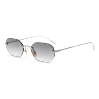 Lunettes de soleil unisexes de luxe personnalisées, sans monture, en métal noir, avec logo personnalisé, vente en gros, lunettes de soleil élégantes et classiques