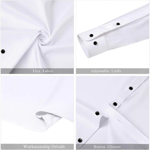 <span class=keywords><strong>Camicia</strong></span> con <span class=keywords><strong>colletto</strong></span> rialzato da uomo a maniche lunghe elasticizzate a quattro vie in tinta unita per abiti formali su misura <span class=keywords><strong>senza</strong></span> stiratura - Product Image 5