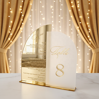 Supports de numéros de table de mariage en acrylique, forme arche carrée, imprimés en 3D, transparents, pour la décoration de table de mariage