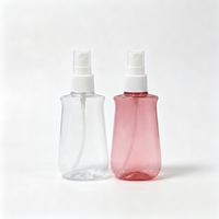 Vente en gros personnalisée, flacon pulvérisateur transparent et semi-transparent rouge, blanc, pour parfum, toner, flacon pulvérisateur vide en PET à brume fine et design épuré