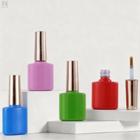 Nouveaux flacons en verre vides de 12 ml pour vernis à ongles UV, avec logo personnalisé, contenants pour primer à ongles avec pinceaux et bouchons à vis électroplaqués