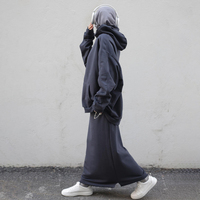 Ensemble 2 pièces personnalisé en coton, sweat-shirt et jupe oversize, collection automne-hiver, pour femmes musulmanes, grandes tailles, vêtements islamiques
