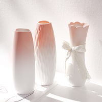 Vase de table en céramique rose dégradé, écologique, décoration d'intérieur, design moderne haut de gamme, style mariage, hydroponique, floral