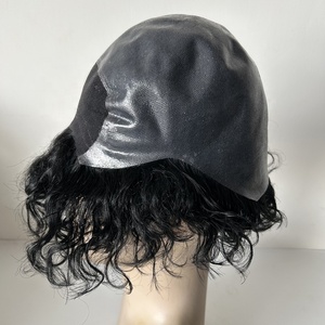 ขายส่งขนาด 12x14 นิ้ว # วิกผมชายแบบใสสีดำสนิท  ด้านหน้าเป็นลูกไม้โปร่งใส  รอบด้านเป็นโพลีสกิน  <span class=keywords><strong>ผม</strong></span>แท้บริสุทธิ์  สำหรับใช้ในชีวิตประจำวัน  แบบผมหยิก - Product Image 1