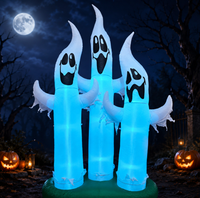 Trois mains de fantôme gonflables lumineuses pour Halloween, idéales pour la décoration extérieure de jardin, de cour, de fête d'horreur, ou comme modèle d'exposition de festival