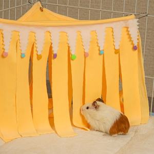 Dulaohan Vente directe usine Nouveau abri triangulaire <span class=keywords><strong>à</strong></span> pompon pour animaux de compagnie (hamsters, lapins, cochons d'Inde, cavies) avec bouton - Product Image 1