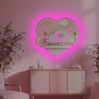 Enseigne néon personnalisée avec initiales en forme de cœur, miroir néon, lumière LED néon personnalisée pour couple, décoration de chambre à coucher pour mariage