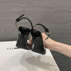 Vente en gros d'usine, chaussures à talons hauts pour femmes en cuir verni à bout pointu, semelle en caoutchouc, pour l'été - Product Image 6