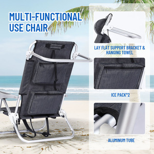 Sillas de Playa Plegables Portátiles de Aluminio Ligero con 5 Posiciones Ajustables y Bolsa Refrigerante - Product Image 4