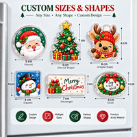 Aimants de Noël personnalisés en acrylique transparent, impression couleur, effet 3D, aimants de réfrigérateur pour les fêtes, vente en gros, fournisseur OEM, ODM