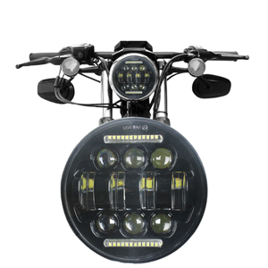 Phare LED pour moto 5,75 pouces 30W, forme H4, 6000 lm, 6000K-6500K, blanc, faisceau Hi/Lo, avec Halo LED Angel Eyes pour tout-terrain - Product Image 2
