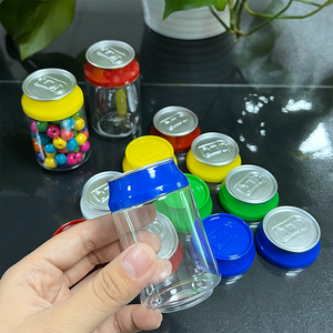 ミニ 100ml プラスチック製 空 ソーダ缶型ジャー 3.5 グミ包装用 ラベル付き Canette En Plastique - Product Image 1