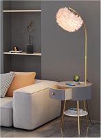 Lampadaire avec table et tiroirs, table de chevet étroite de style farmhouse, table d'appoint en bois, lampadaire pour chambre à coucher