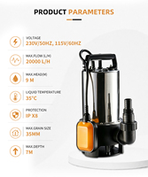 Pompe de drainage submersible automatique portable en acier inoxydable 110v 220v pour piscine et évacuation d'eau de jardin