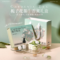 Ensemble diffuseur de parfum artisanal écologique en plâtre, forme de fleur, senteur gardénia et rose, idéal pour les spas et les cadeaux