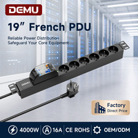 Unité de distribution d'alimentation (PDU) 1U 19 pouces, multiprise de rack, 6 prises, norme française, 16A, protection contre les fuites (RCD), CE, RoHS